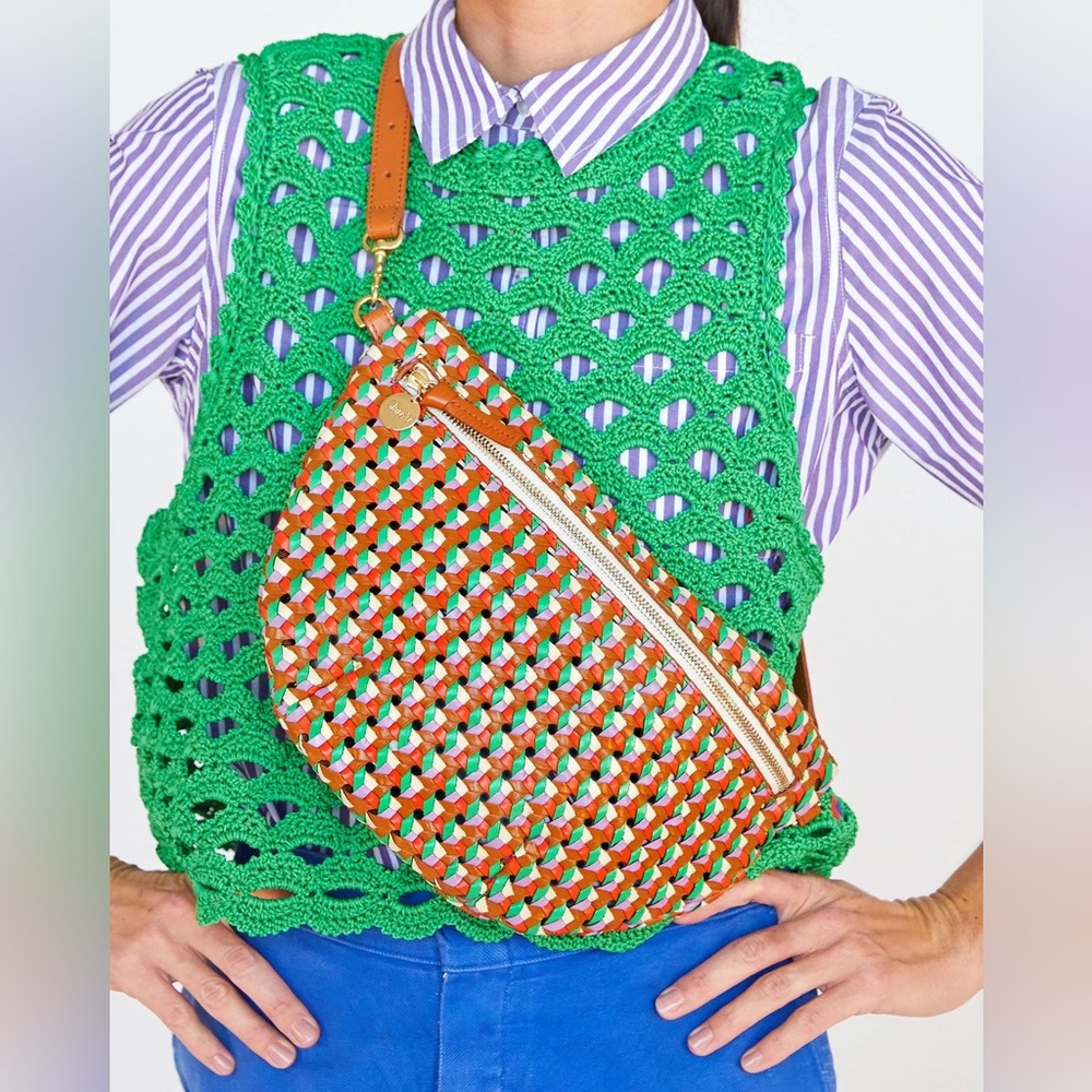 Clare V Multicolor Woven Crossbody Bag